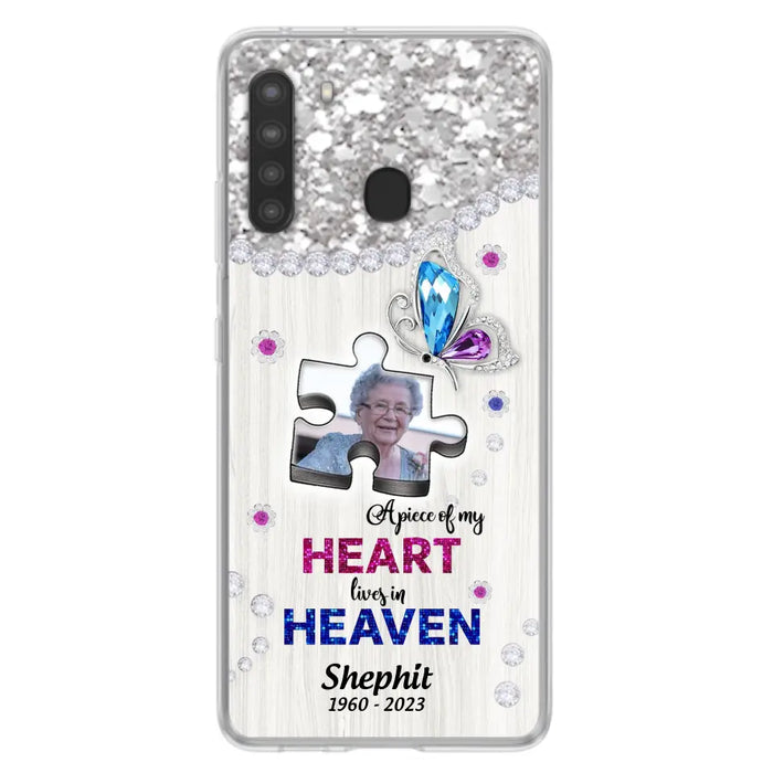 Custom Personalized Memorial Phone Case - Upload Photo - Memorial Gift Idea For Family Member -  A Piece Of My Heart Lives In Heaven - Case for iPhone/ Samsung