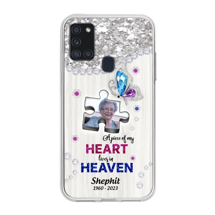 Custom Personalized Memorial Phone Case - Upload Photo - Memorial Gift Idea For Family Member -  A Piece Of My Heart Lives In Heaven - Case for iPhone/ Samsung