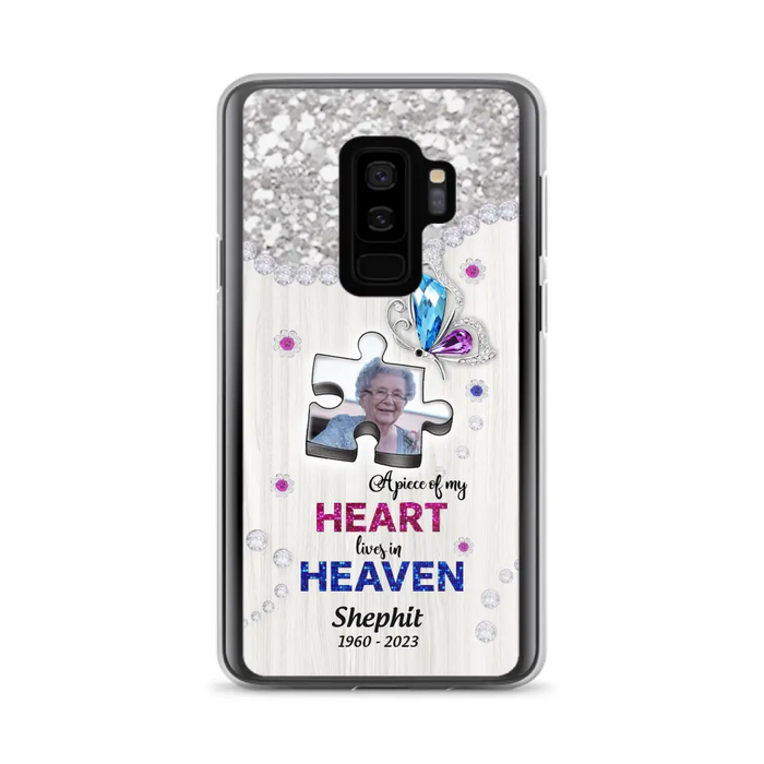 Custom Personalized Memorial Phone Case - Upload Photo - Memorial Gift Idea For Family Member -  A Piece Of My Heart Lives In Heaven - Case for iPhone/ Samsung