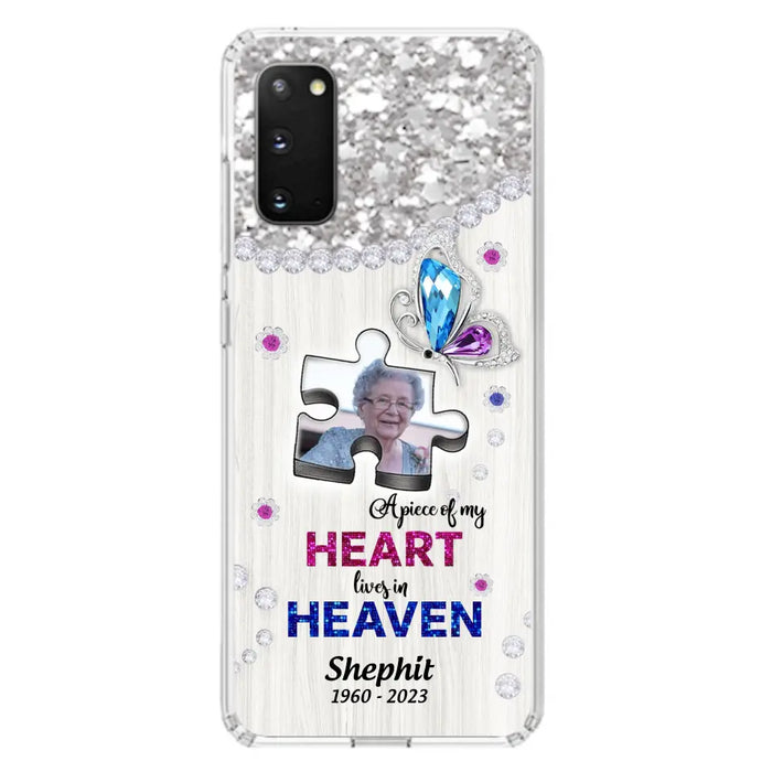 Custom Personalized Memorial Phone Case - Upload Photo - Memorial Gift Idea For Family Member -  A Piece Of My Heart Lives In Heaven - Case for iPhone/ Samsung