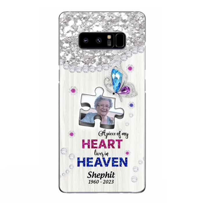 Custom Personalized Memorial Phone Case - Upload Photo - Memorial Gift Idea For Family Member -  A Piece Of My Heart Lives In Heaven - Case for iPhone/ Samsung