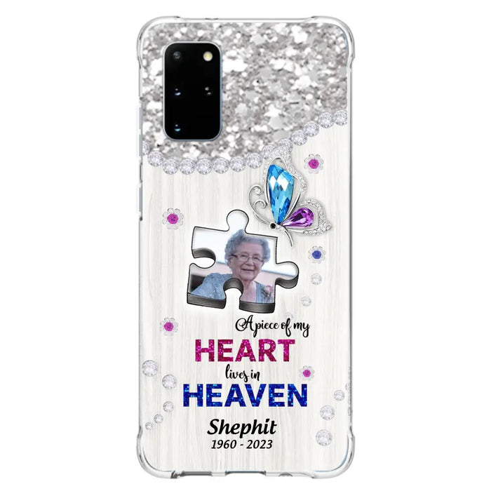 Custom Personalized Memorial Phone Case - Upload Photo - Memorial Gift Idea For Family Member -  A Piece Of My Heart Lives In Heaven - Case for iPhone/ Samsung