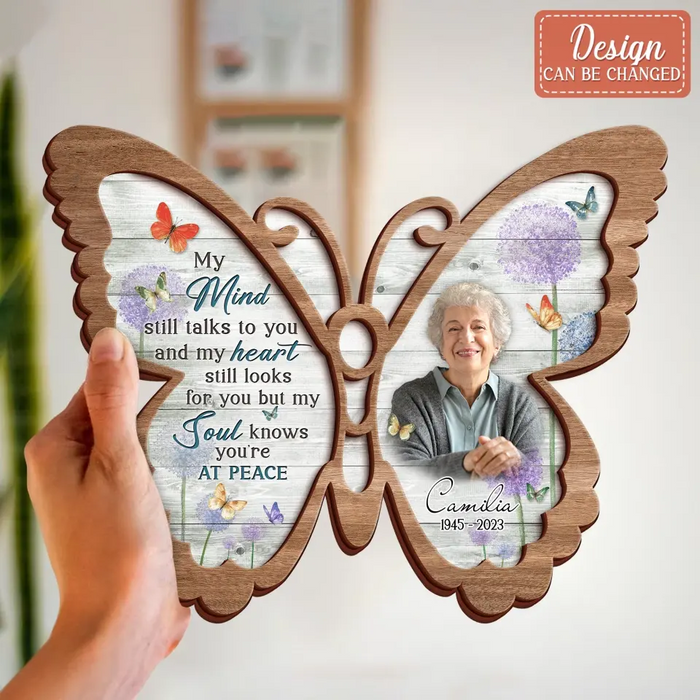 Custom Personalized Memorial Butterfly 2 Layered Wooden Art - Upload Photo - Upto 3 People - Memorial Gift For Family Member - Those We Love Don't Go Away They Fly Beside Us Every Day