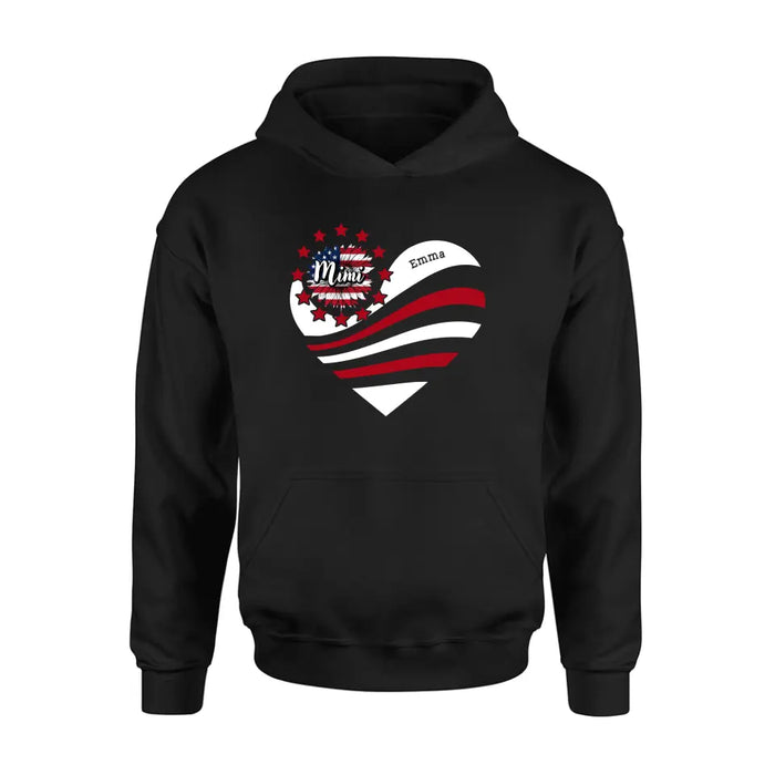 Personalized Grandma With Grandkids Sunflower American Flag T-Shirt/Hoodie - Up to 10 Kids - Gift Idea For Grandma/Mom/Independence Day/4th Of July