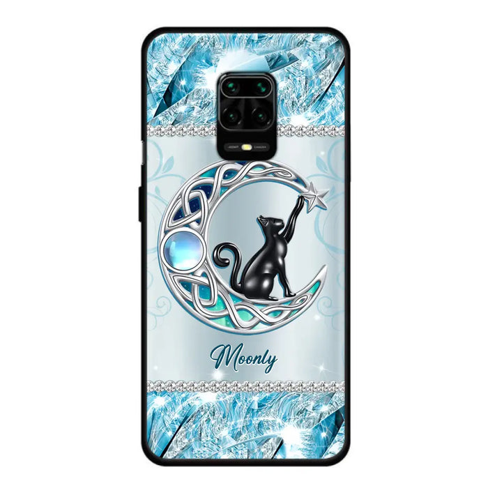 Custom Personalized Black Cat Moonstone Phone Case - Gift Idea For Cat Lover - Case For Oppo/ Huawei/ Xiaomi