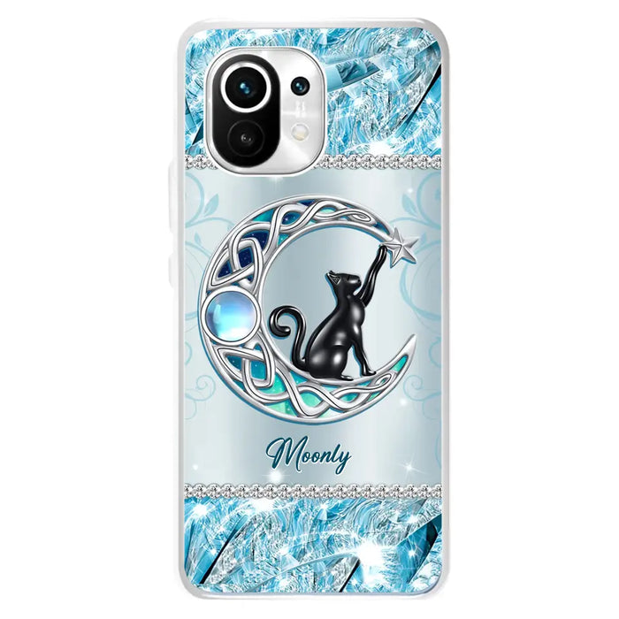 Custom Personalized Black Cat Moonstone Phone Case - Gift Idea For Cat Lover - Case For Oppo/ Huawei/ Xiaomi