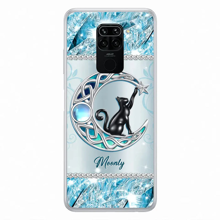 Custom Personalized Black Cat Moonstone Phone Case - Gift Idea For Cat Lover - Case For Oppo/ Huawei/ Xiaomi