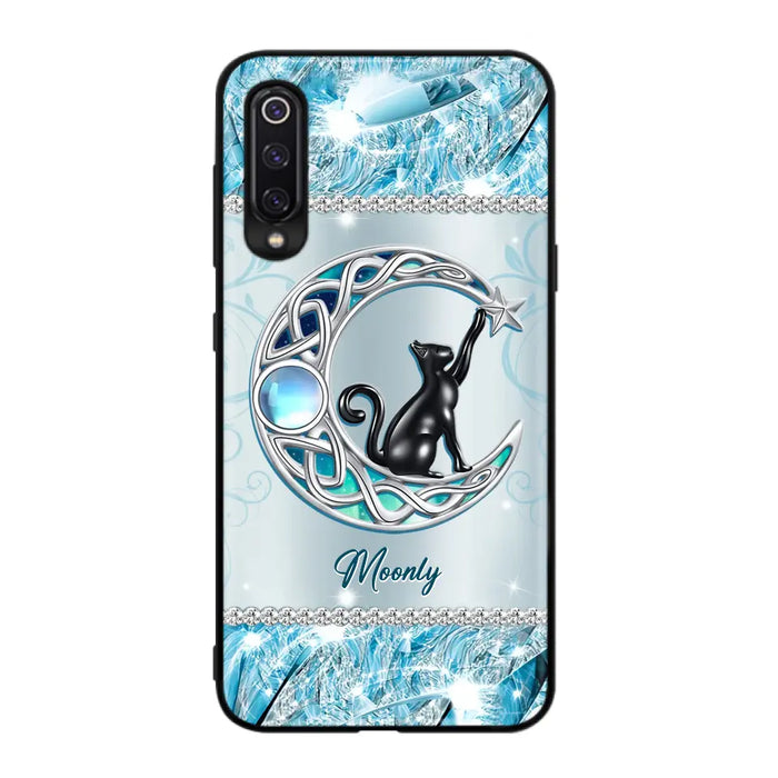 Custom Personalized Black Cat Moonstone Phone Case - Gift Idea For Cat Lover - Case For Oppo/ Huawei/ Xiaomi