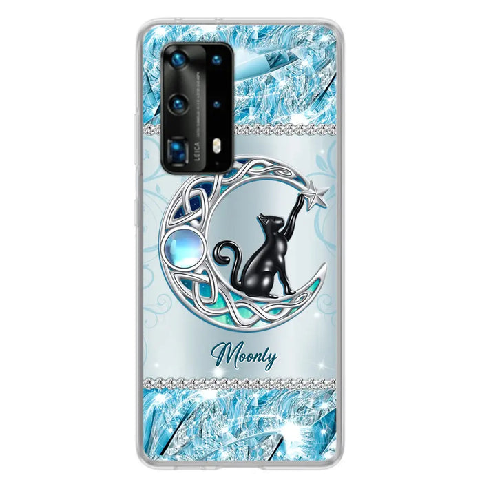 Custom Personalized Black Cat Moonstone Phone Case - Gift Idea For Cat Lover - Case For Oppo/ Huawei/ Xiaomi