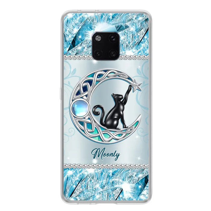 Custom Personalized Black Cat Moonstone Phone Case - Gift Idea For Cat Lover - Case For Oppo/ Huawei/ Xiaomi