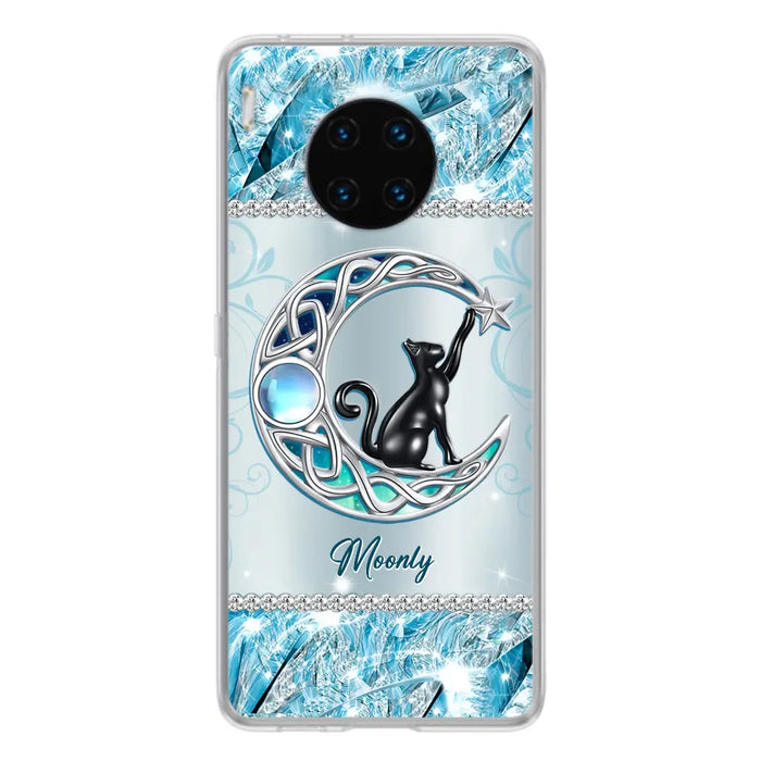 Custom Personalized Black Cat Moonstone Phone Case - Gift Idea For Cat Lover - Case For Oppo/ Huawei/ Xiaomi