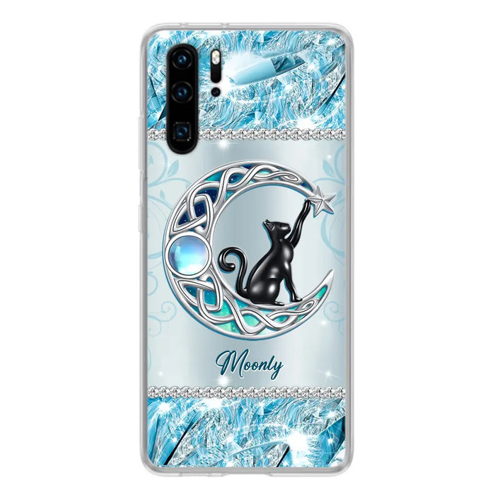 Custom Personalized Black Cat Moonstone Phone Case - Gift Idea For Cat Lover - Case For Oppo/ Huawei/ Xiaomi