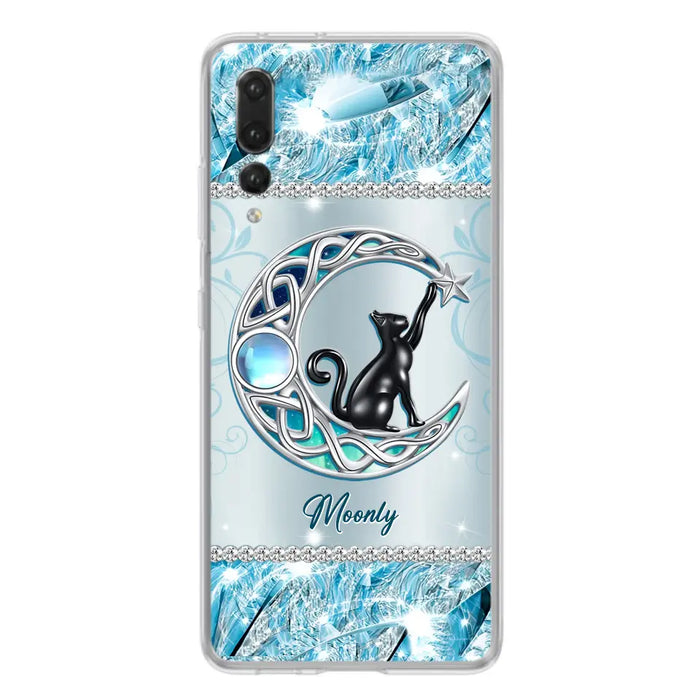 Custom Personalized Black Cat Moonstone Phone Case - Gift Idea For Cat Lover - Case For Oppo/ Huawei/ Xiaomi