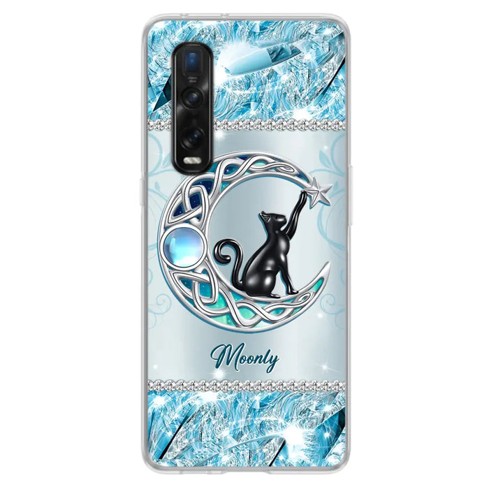 Custom Personalized Black Cat Moonstone Phone Case - Gift Idea For Cat Lover - Case For Oppo/ Huawei/ Xiaomi