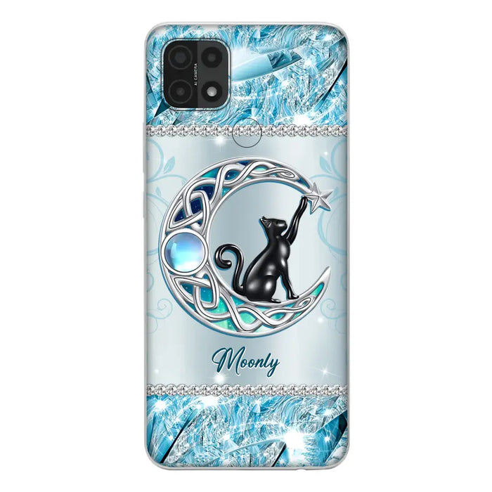 Custom Personalized Black Cat Moonstone Phone Case - Gift Idea For Cat Lover - Case For Oppo/ Huawei/ Xiaomi