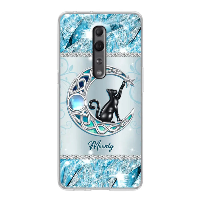 Custom Personalized Black Cat Moonstone Phone Case - Gift Idea For Cat Lover - Case For Oppo/ Huawei/ Xiaomi