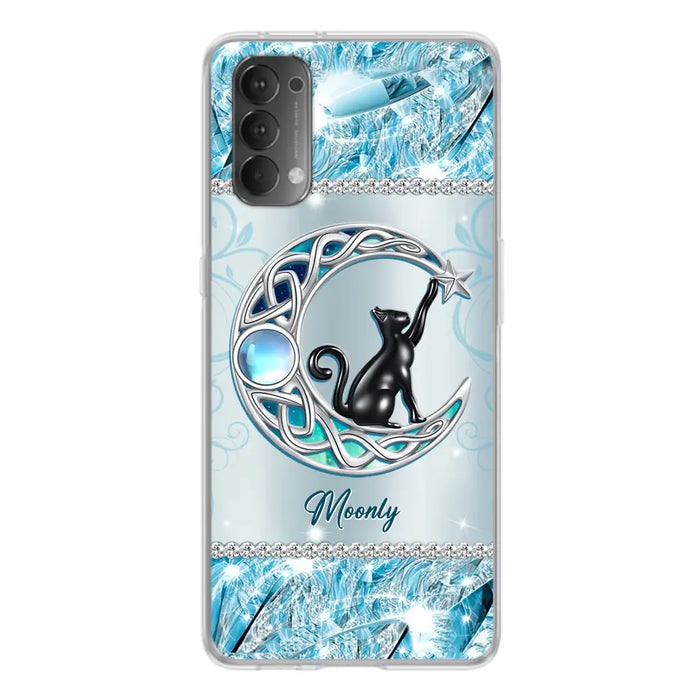 Custom Personalized Black Cat Moonstone Phone Case - Gift Idea For Cat Lover - Case For Oppo/ Huawei/ Xiaomi