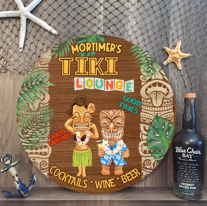 Custom Personalized Tiki Lounge Wooden Sign - Gift Idea For Family/ Couple