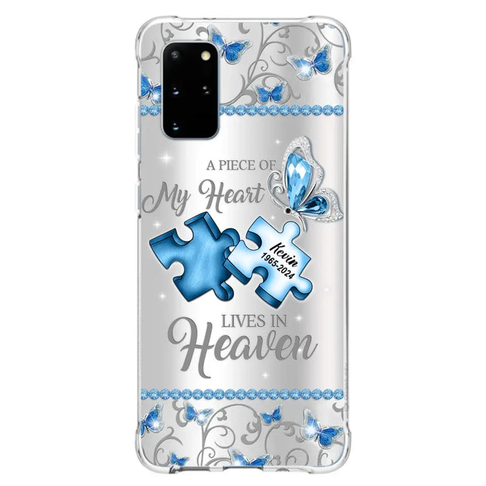 Custom Personalized Memorial Piece Phone Case - Memorial Gift For Family Member -  A Piece Of My Heart Lives In Heaven - Case for iPhone/Samsung