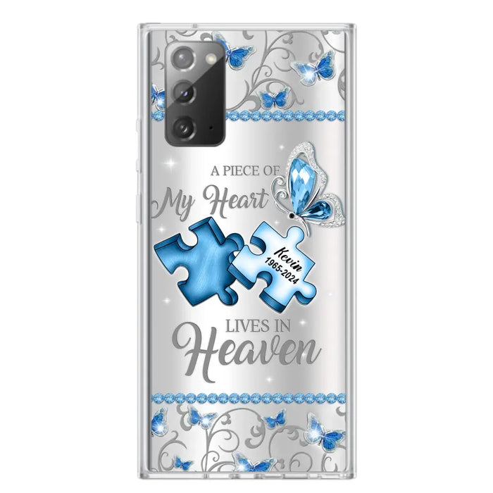 Custom Personalized Memorial Piece Phone Case - Memorial Gift For Family Member -  A Piece Of My Heart Lives In Heaven - Case for iPhone/Samsung