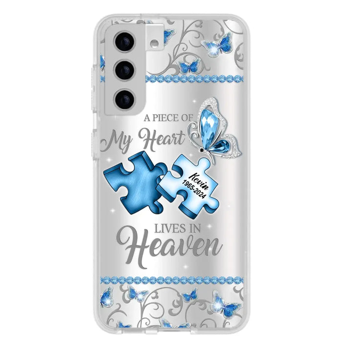 Custom Personalized Memorial Piece Phone Case - Memorial Gift For Family Member -  A Piece Of My Heart Lives In Heaven - Case for iPhone/Samsung