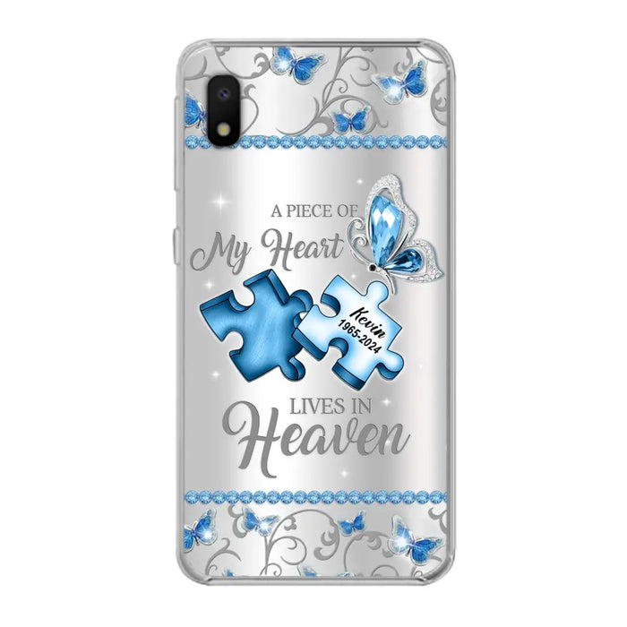 Custom Personalized Memorial Piece Phone Case - Memorial Gift For Family Member -  A Piece Of My Heart Lives In Heaven - Case for iPhone/Samsung