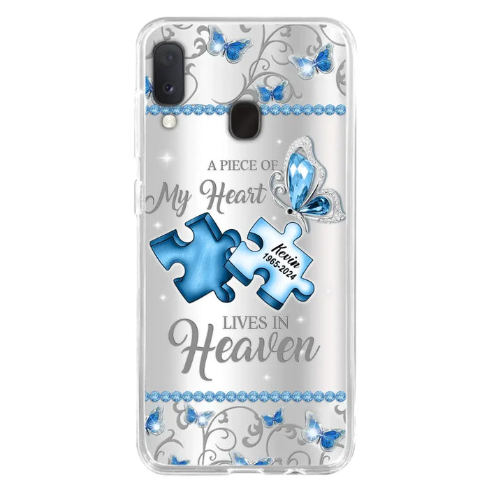 Custom Personalized Memorial Piece Phone Case - Memorial Gift For Family Member -  A Piece Of My Heart Lives In Heaven - Case for iPhone/Samsung