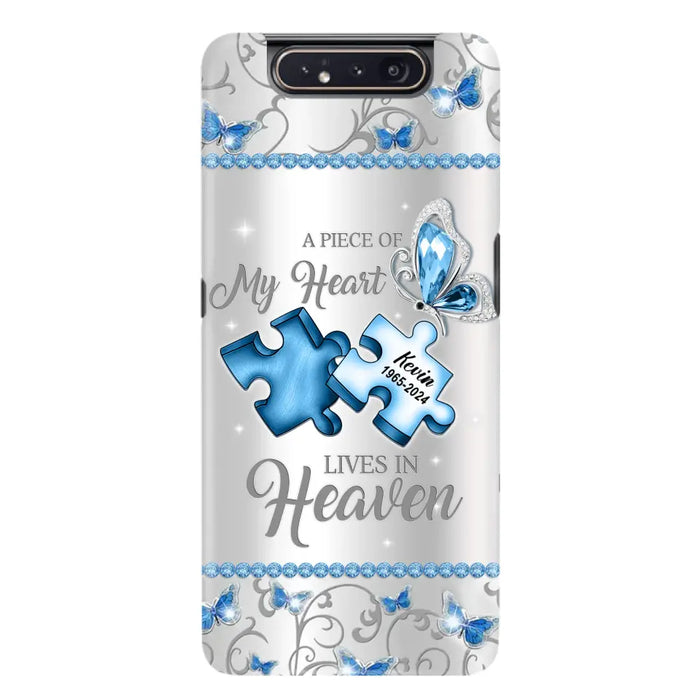 Custom Personalized Memorial Piece Phone Case - Memorial Gift For Family Member -  A Piece Of My Heart Lives In Heaven - Case for iPhone/Samsung