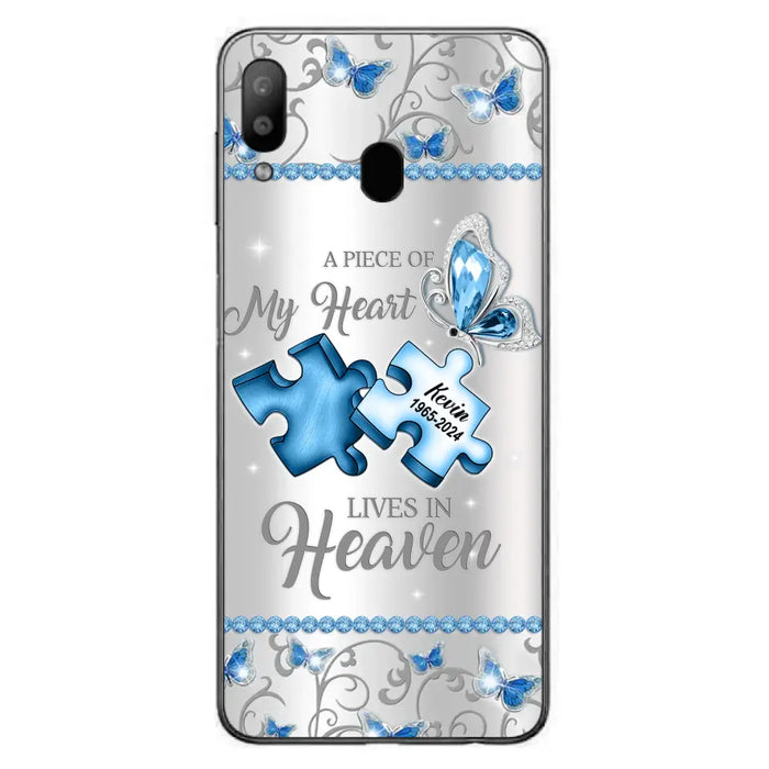 Custom Personalized Memorial Piece Phone Case - Memorial Gift For Family Member -  A Piece Of My Heart Lives In Heaven - Case for iPhone/Samsung