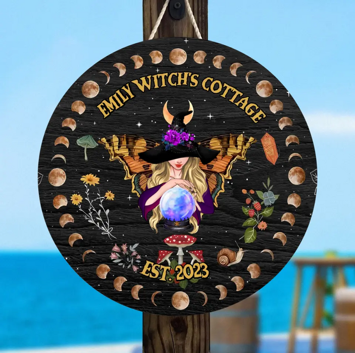 Custom Personalized Butterfly Witch Wooden Sign - Gift Idea For Witch Lovers