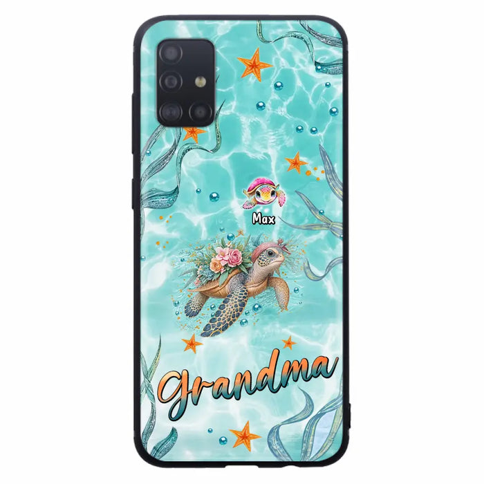 Custom Personalized Grandma Ocean Turtles Phone Case - Gift Idea For Grandma/ Mom - Up to 10 Kids - Case For iPhone/ Samsung