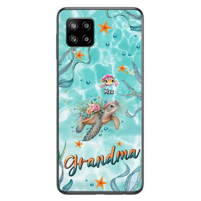 Custom Personalized Grandma Ocean Turtles Phone Case - Gift Idea For Grandma/ Mom - Up to 10 Kids - Case For iPhone/ Samsung