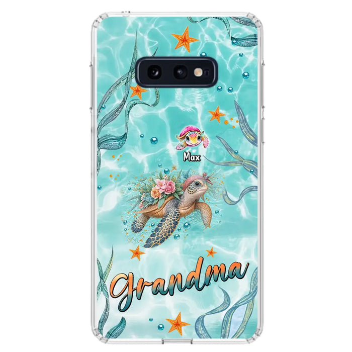 Custom Personalized Grandma Ocean Turtles Phone Case - Gift Idea For Grandma/ Mom - Up to 10 Kids - Case For iPhone/ Samsung