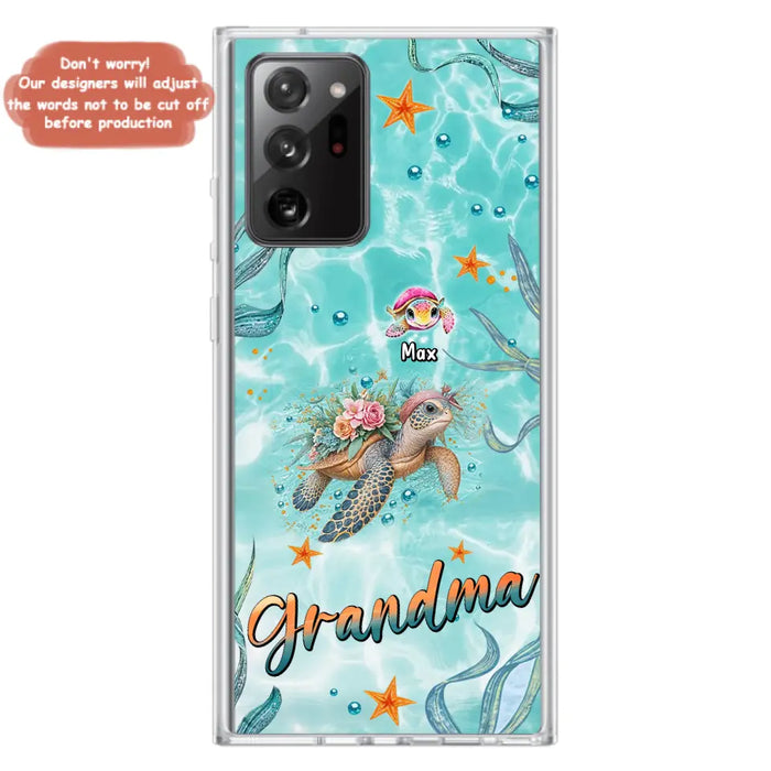 Custom Personalized Grandma Ocean Turtles Phone Case - Gift Idea For Grandma/ Mom - Up to 10 Kids - Case For iPhone/ Samsung