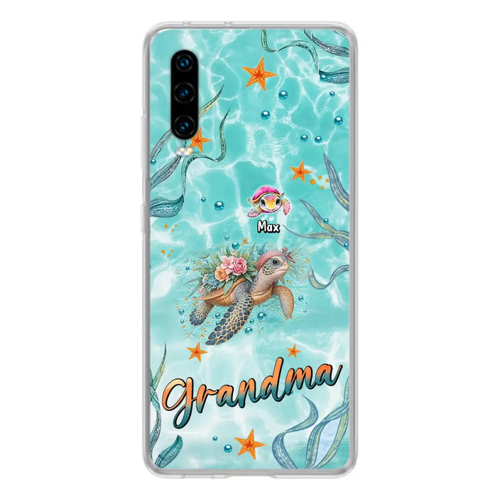 Custom Personalized Grandma Ocean Turtles Phone Case - Gift Idea For Grandma/ Mom - Up to 10 Kids - Case For Xiaomi/ Oppo/ Huawei