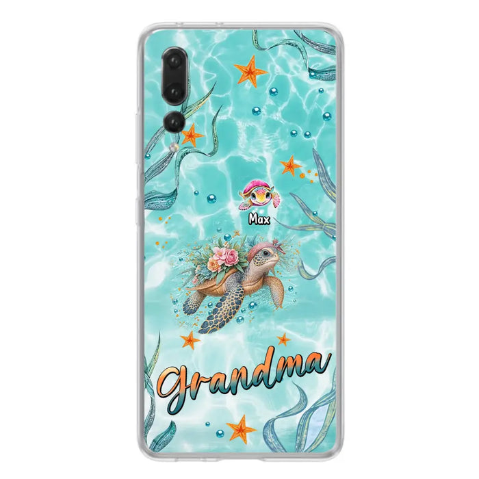 Custom Personalized Grandma Ocean Turtles Phone Case - Gift Idea For Grandma/ Mom - Up to 10 Kids - Case For Xiaomi/ Oppo/ Huawei