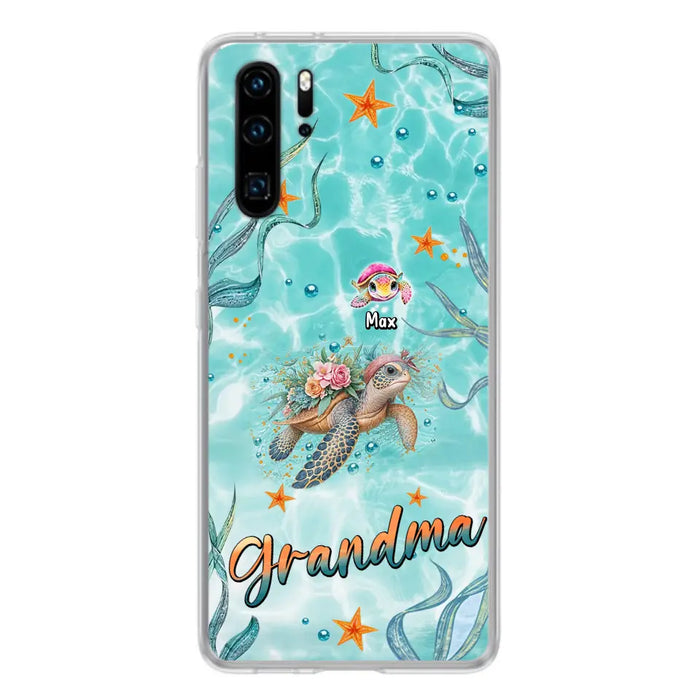 Custom Personalized Grandma Ocean Turtles Phone Case - Gift Idea For Grandma/ Mom - Up to 10 Kids - Case For Xiaomi/ Oppo/ Huawei