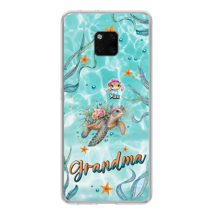 Custom Personalized Grandma Ocean Turtles Phone Case - Gift Idea For Grandma/ Mom - Up to 10 Kids - Case For Xiaomi/ Oppo/ Huawei