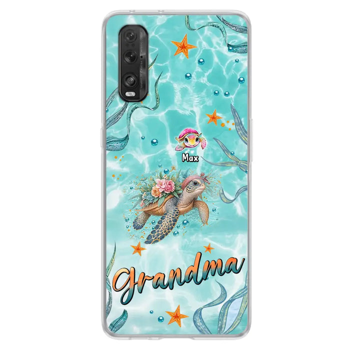 Custom Personalized Grandma Ocean Turtles Phone Case - Gift Idea For Grandma/ Mom - Up to 10 Kids - Case For Xiaomi/ Oppo/ Huawei