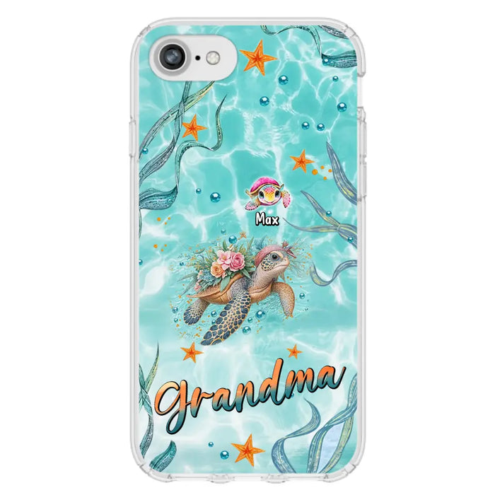 Custom Personalized Grandma Ocean Turtles Phone Case - Gift Idea For Grandma/ Mom - Up to 10 Kids - Case For iPhone/ Samsung