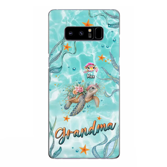 Custom Personalized Grandma Ocean Turtles Phone Case - Gift Idea For Grandma/ Mom - Up to 10 Kids - Case For iPhone/ Samsung