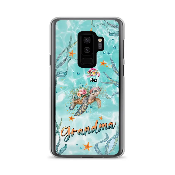 Custom Personalized Grandma Ocean Turtles Phone Case - Gift Idea For Grandma/ Mom - Up to 10 Kids - Case For iPhone/ Samsung