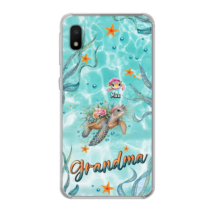 Custom Personalized Grandma Ocean Turtles Phone Case - Gift Idea For Grandma/ Mom - Up to 10 Kids - Case For iPhone/ Samsung