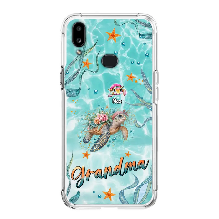 Custom Personalized Grandma Ocean Turtles Phone Case - Gift Idea For Grandma/ Mom - Up to 10 Kids - Case For iPhone/ Samsung