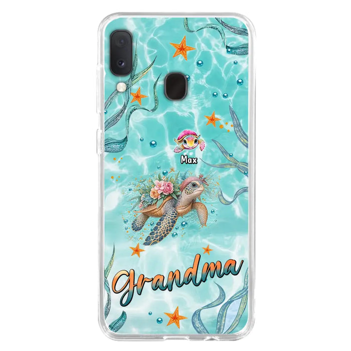 Custom Personalized Grandma Ocean Turtles Phone Case - Gift Idea For Grandma/ Mom - Up to 10 Kids - Case For iPhone/ Samsung