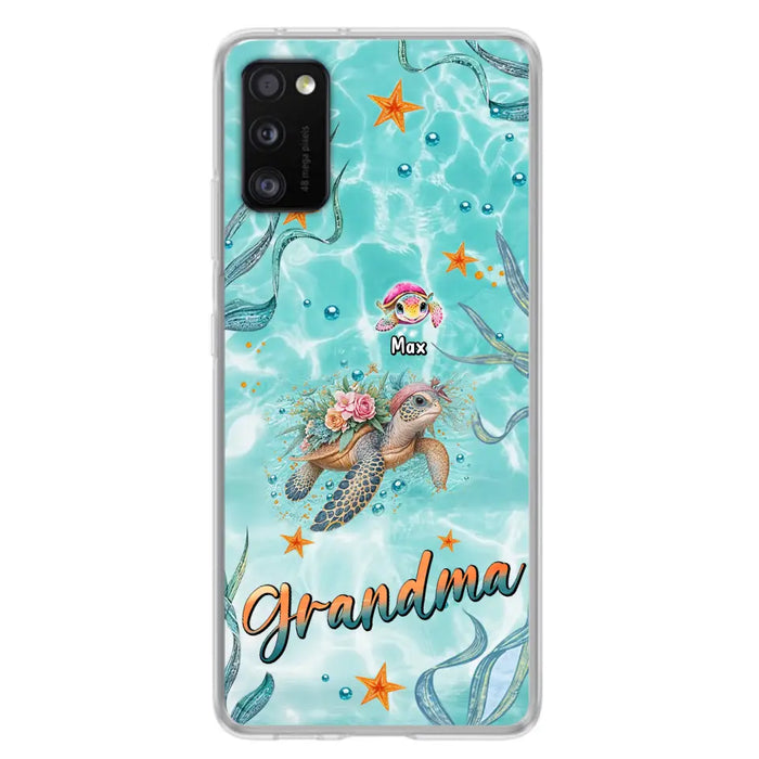 Custom Personalized Grandma Ocean Turtles Phone Case - Gift Idea For Grandma/ Mom - Up to 10 Kids - Case For iPhone/ Samsung