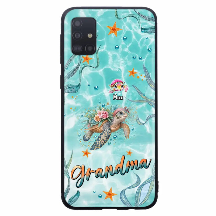 Custom Personalized Grandma Ocean Turtles Phone Case - Gift Idea For Grandma/ Mom - Up to 10 Kids - Case For iPhone/ Samsung