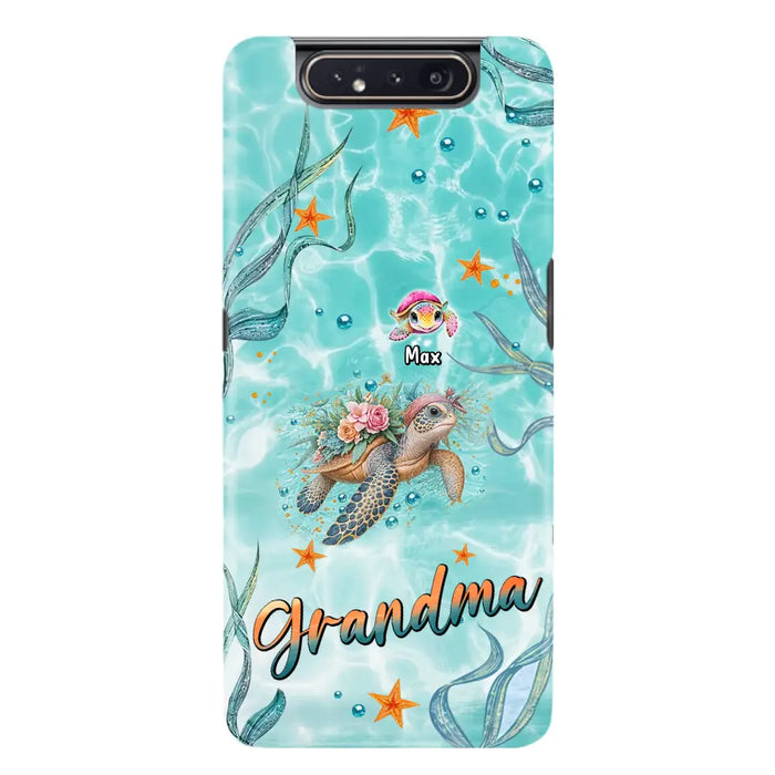 Custom Personalized Grandma Ocean Turtles Phone Case - Gift Idea For Grandma/ Mom - Up to 10 Kids - Case For iPhone/ Samsung