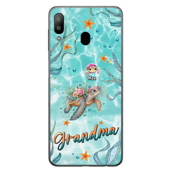 Custom Personalized Grandma Ocean Turtles Phone Case - Gift Idea For Grandma/ Mom - Up to 10 Kids - Case For iPhone/ Samsung