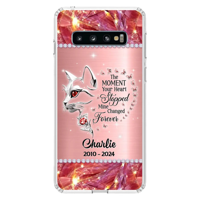 Custom Personalized Memorial Cat Phone Case - Memorial Gift For Cat Lover -  The Moment Your Heart Stopped Mine Changed Forever - Case For iPhone/ Samsung